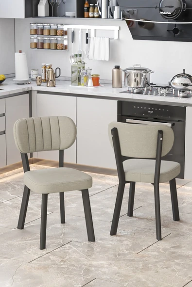 Parla 70x110cm Efes Mutfak Masası, Mutfak Masası Takımı, Yemek Masası, 4 Krem Sandalye - 2