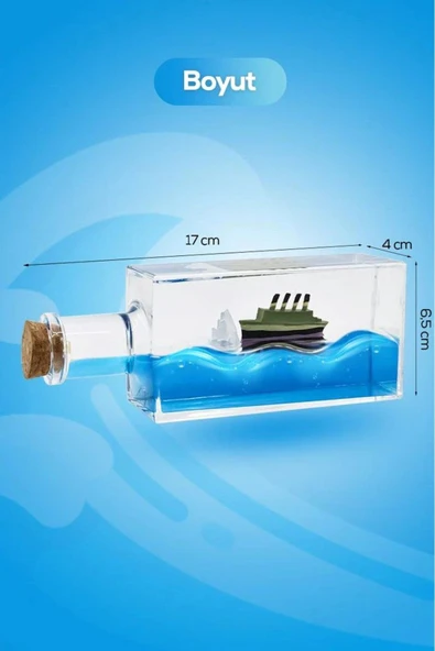 Deniz Tutkunlarına Dekorasyon Severlere Özel Şişe İçinde Titanic Gemi Deniz Temalı Masa Üstü Hediye - Resim 3