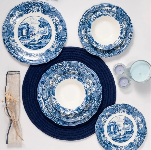 Fecra Vintage Blue 24 Parça Yemek Takımı - 4