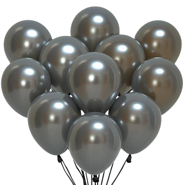 20 Adet 12 İnç 30 Cm Metalik Siyah Balon Doğum Günü Süsleme