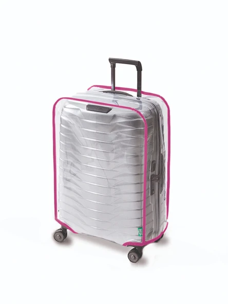Şeffaf Valiz Ve Bavul Koruyucu Kılıf Renkli Biye Pembe