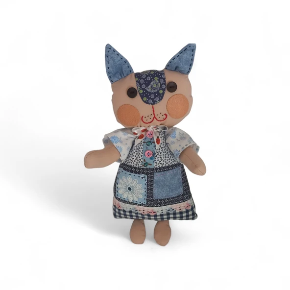 Kedi Hanım Patchwork Bez Bebek ürün görseli