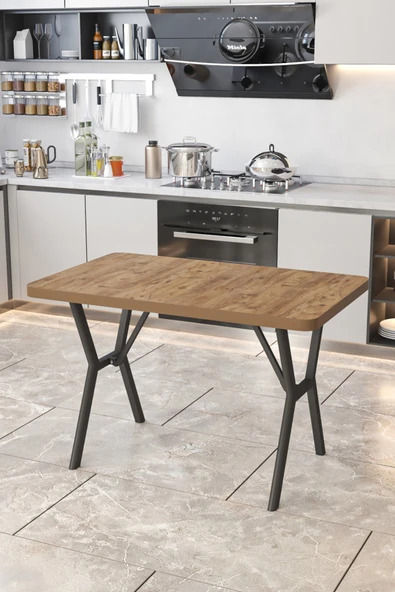 Parla 70x110cm Atlantik Mutfak Masası, Mutfak Masası Takımı, Yemek Masası, 4 Antrasit Sandalye - 3