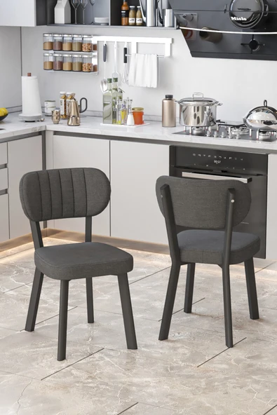 Parla 70x110cm Atlantik Mutfak Masası, Mutfak Masası Takımı, Yemek Masası, 4 Antrasit Sandalye - 2