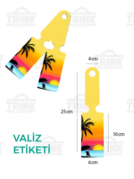 Trink Çanta Desenli Silikon Valiz ve Bavul  Bagaj   İsimlikli Etiket  * 2 Adet * Yakamoz - 1
