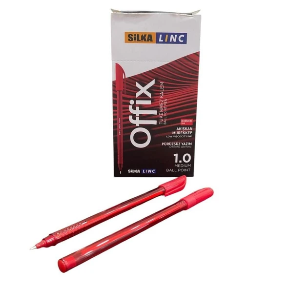 Linc Offix Kırmızı Tükenmez Kalem 1mm Uç 50'li Paket (Art.429) ürün görseli