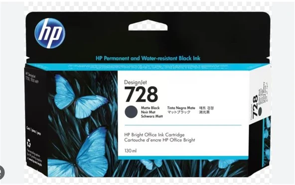 HP 728 Matte Black Mat Siyah 130ML Plotter Kartuşu 3WX25A ürün görseli