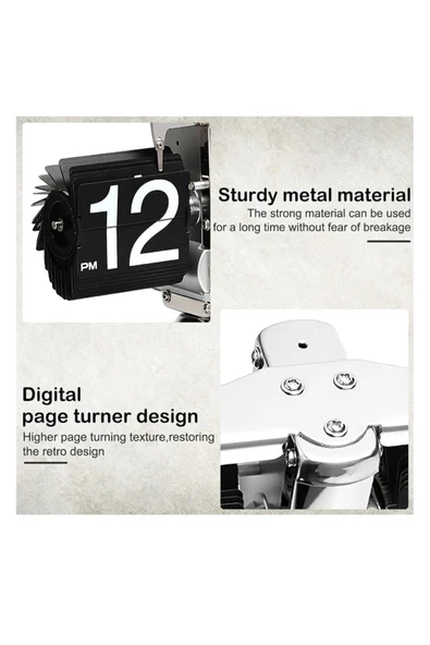 Modern Retro Tasarım Flip Clock Ev ve Ofis Sayfa Çevirmeli Masa Saati Dekoratif Masaüstü Saat Hediye - Resim 7