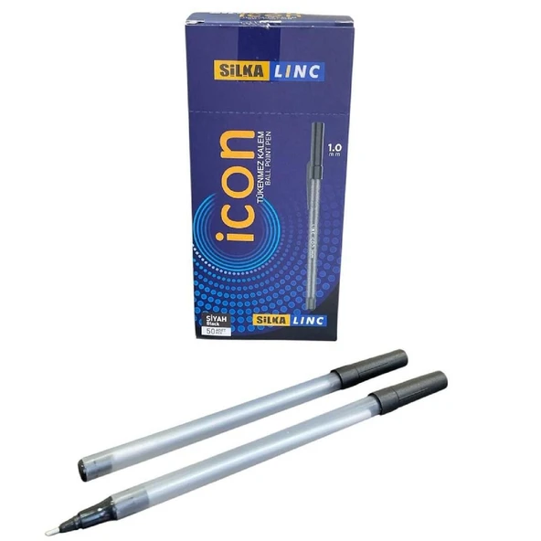 Silka Linc Icon 1.0 mm İğne Uç Tükenmez Kalem Siyah 50 Adet ürün görseli