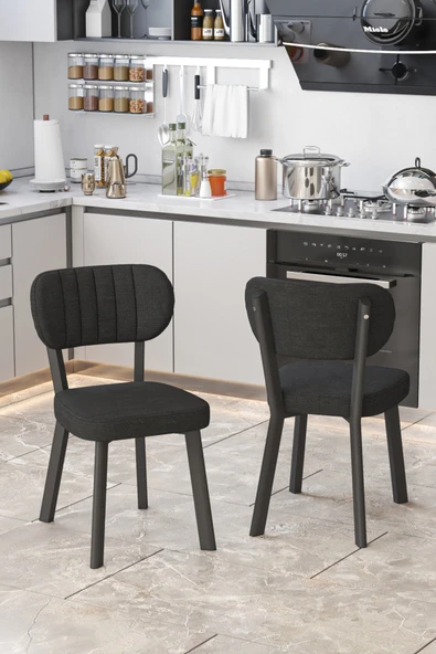 Parla Mutfak Sandalyesi Yemek Odası Bahçe Balkon Otel Restoran Kafe Sandalyesi - 6 Adet - Siyah