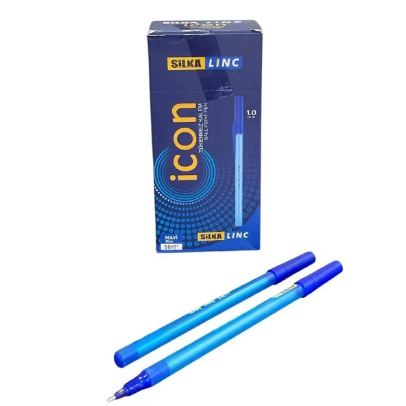 Silka Linc Icon 1.0 mm İğne Uç Tükenmez Kalem Mavi 50 Adet ürün görseli