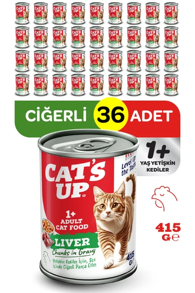 Cats Up Yaş Yetişkin Kedi Maması Ciğerli 415gr 36Lı