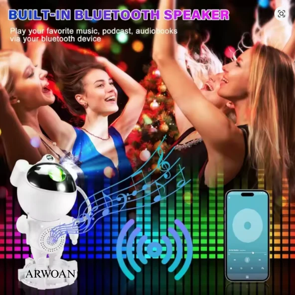 Bluetooth müzik hoparlör yıldız uzay projektör gece lambası çocuklar hediye ev dekor için - 5