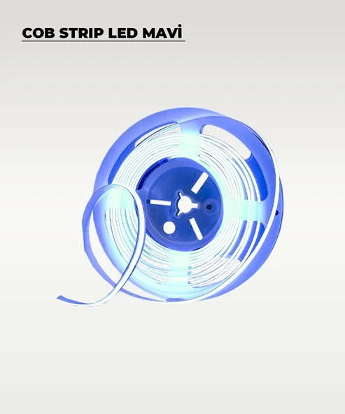 12V COB Şerit Led Mavi Işık  - Metrede 360 Led - 5 Metre - 2