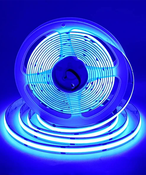 12V COB Şerit Led Mavi Işık  - Metrede 360 Led - 5 Metre - 3