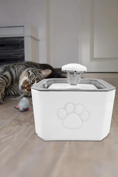 Evcil Hayvanlar Için Otomatik Kedi Su Sebili Led Işıklı 2 Litre Kapasiteli - Beyaz - 3