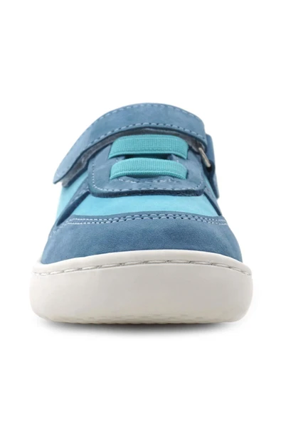 Rakerplus Bob Hakiki Deri Mavi Yeşil Barefoot Cırtlı Lastikli Bebek Sneaker Ayakkabı - 4