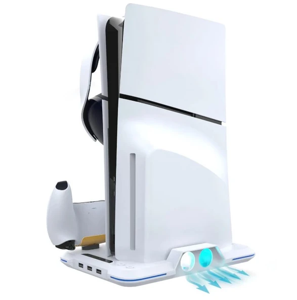 PS5 SLİM KASA UYUMLU DİKEY SOĞUTUCU IŞIKLI STAND İPEGA-P5S020W - Resim 5