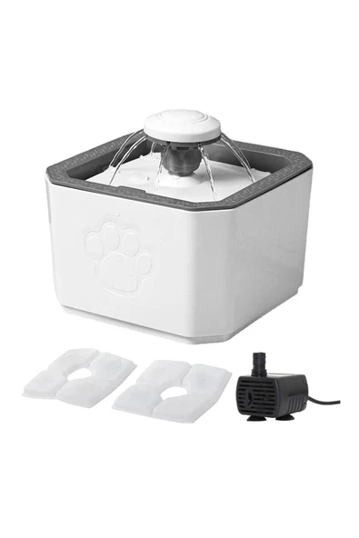 Evcil Hayvanlar Için Otomatik Kedi Su Sebili Led Işıklı 2 Litre Kapasiteli - Beyaz - 1
