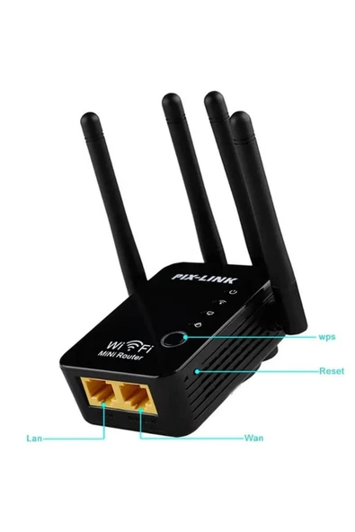 4 ANTENLİ TEKRARLAYICI WIFI REPEATER ADSL YÜKSELTİCİ 1200 MBPS GÜÇLENDİRİCİ TEKRARLAYICI - 4