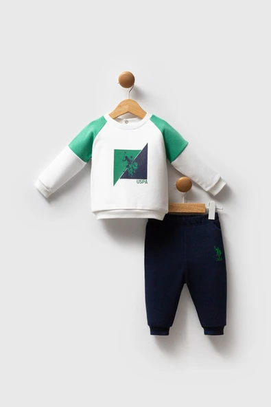 U.S. Polo Assn. Erkek Bebek 2'li Takım Beyaz-Yeşil ürün görseli