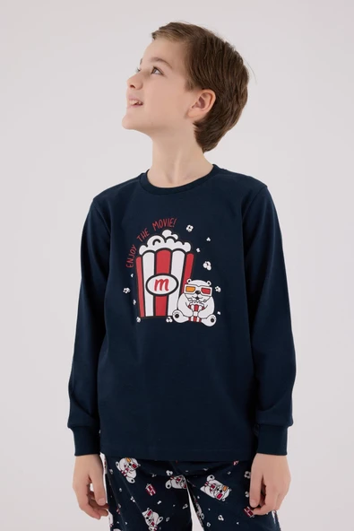 RolyPoly Erkek Çocuk Uzun Kol Pijama Takım Lacivert - Resim 2