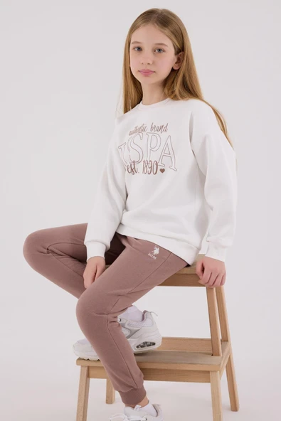 U.S. Polo Assn. Kız Çocuk Eşofman Takımı Beyaz ürün görseli 1