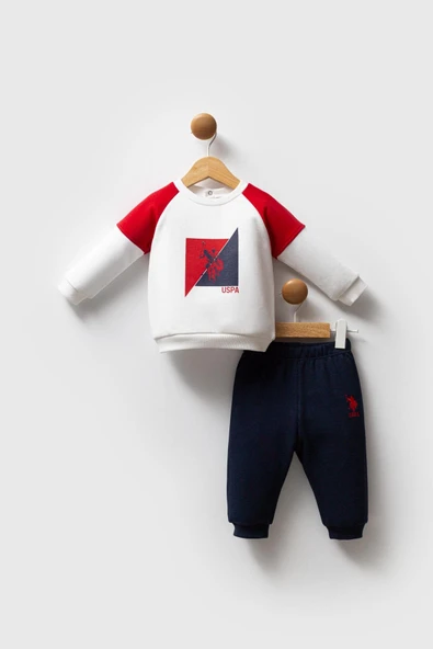 U.S. Polo Assn. Erkek Bebek 2'li Takım Beyaz-Kırmızı ürün görseli 1