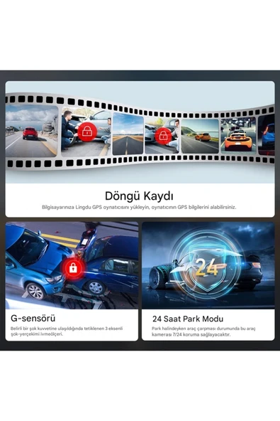 4K WiFi Çift Lensli 1080P GPS Navi WDR Gece Görüşlü Araç içi Video Kaydedici - Resim 4