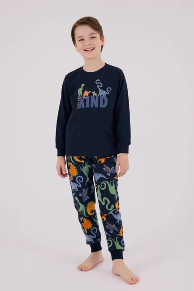 RolyPoly Erkek Çocuk Uzun Kol Pijama Takım Lacivert - Resim 5