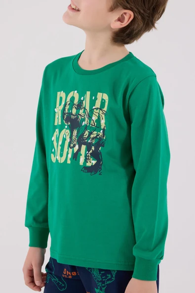 RolyPoly Erkek Çocuk Uzun Kol Pijama Takım Orman Yeşili - Resim 6