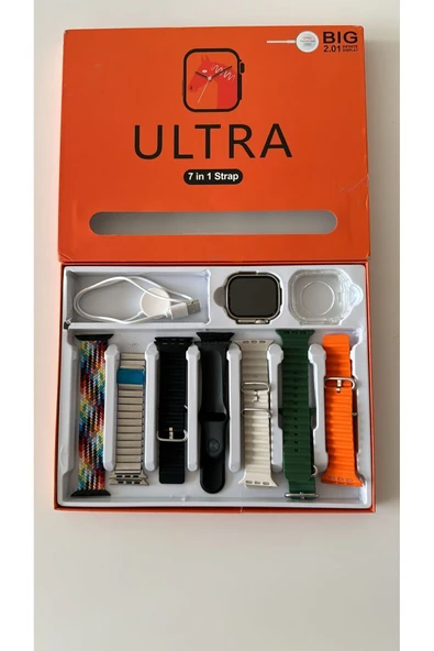49mm Ultra Akıllı Saat +7 Kordon+ Kırılmaz Cam Hediyeli+Özel Titanyum Kasa Oyunlu ve Türkçe Özel Set