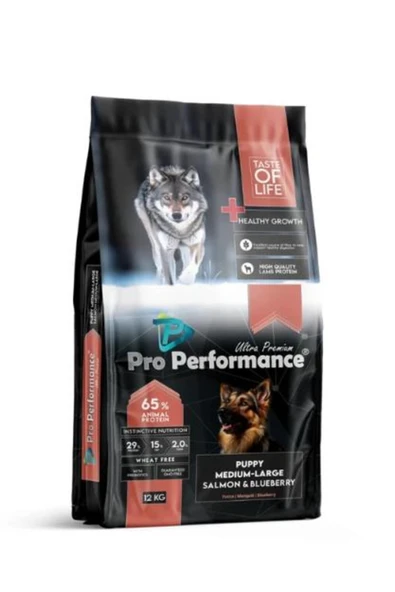 PERFORMANCE Pro Performance Ultra Premium Orta ve Büyük Irklar İçin Somonlu ve Yaban Mersinli Yavru Köpek Maması 12 kg