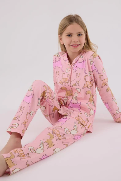 RolyPoly Kız Çocuk Gömlek Pijama Açık Pembe - 3