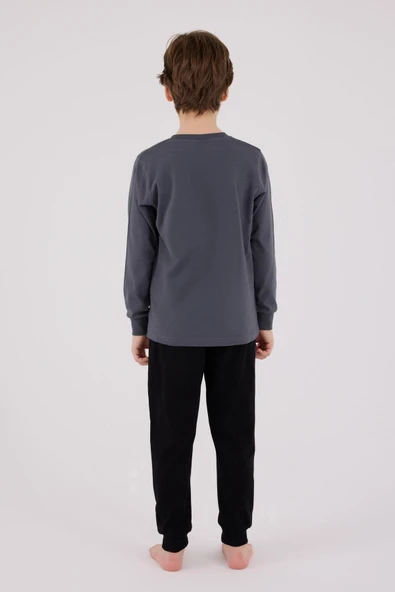 RolyPoly Erkek Çocuk Uzun Kol Pijama Takım Gri - Resim 4