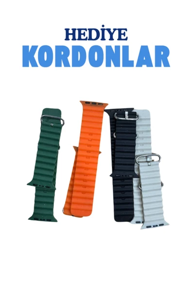 H27 Ultra 3 Akıllı Saat Bluetooth Kulaklık ve 4 Kordon Dahil Kombo Set - 2