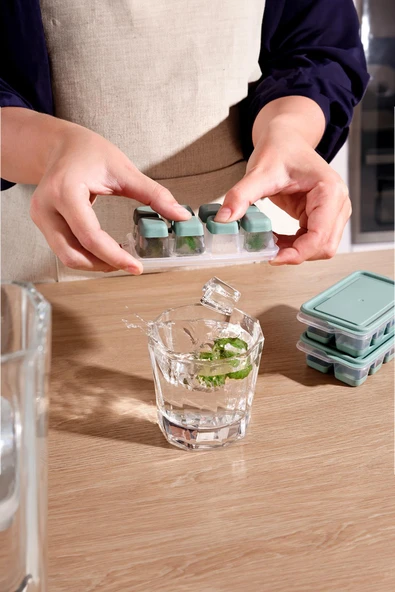 12 Hazneli Bas Çıkar Buzluk & Buz Kabı Mavi - Resim 2