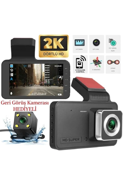 Gps Wifi G-Sensor Gece Görüşlü Ön Arka Kameralı 1296p HD Ekranlı Araç Kamerası - Resim 5