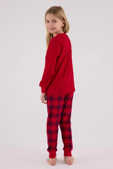 RolyPoly Kız Çocuk Uzun Kol Pijama Takım Kırmızı - Resim 3
