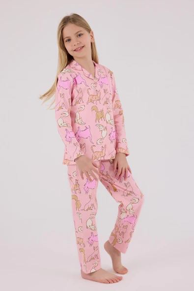 RolyPoly Kız Çocuk Gömlek Pijama Açık Pembe - 4