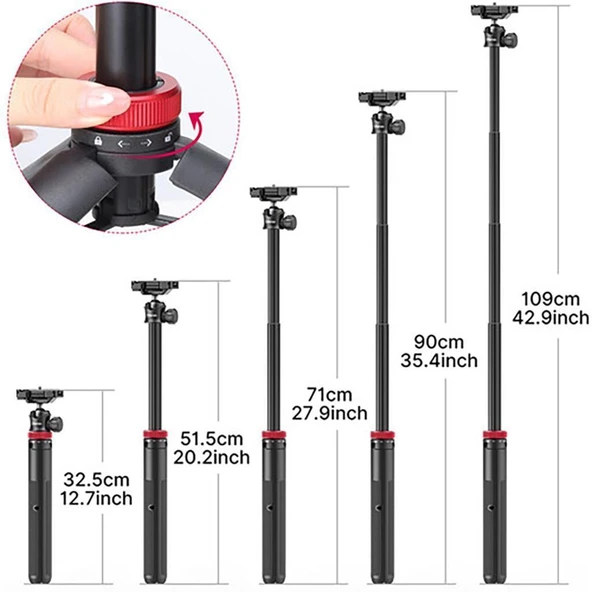 Ulanzi MT-44 Uzatılabilir Vlog Tripod Siyah - 6
