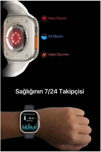 Akıllı Saat Ultra2 10 Kordon Kasa Koruma Kılıf Smart Watch Bluetooth Bağlantılı Akıllı Saat - 7