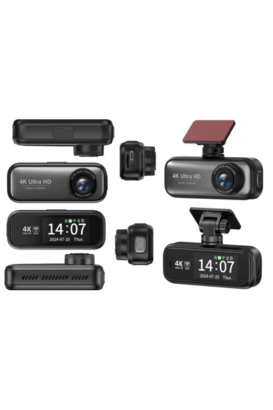 4K WiFi Çift Lensli 1080P GPS Navi WDR Gece Görüşlü Araç içi Video Kaydedici - Resim 2