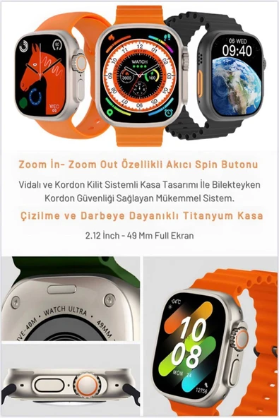 Akıllı Saat Ultra2 10 Kordon Kasa Koruma Kılıf Smart Watch Bluetooth Bağlantılı Akıllı Saat - 4