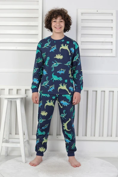 Stegosaurus desenli erkek çocuk pijama takımı - 1