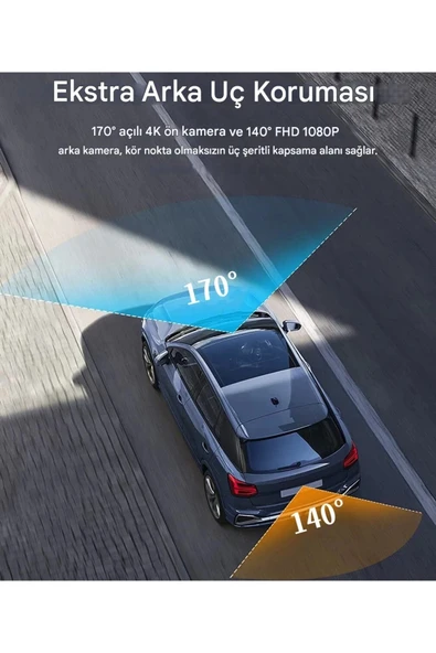 4K WiFi Çift Lensli 1080P GPS Navi WDR Gece Görüşlü Araç içi Video Kaydedici - Resim 8