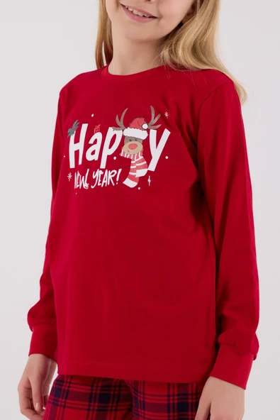 RolyPoly Kız Çocuk Uzun Kol Pijama Takım Kırmızı - Resim 4