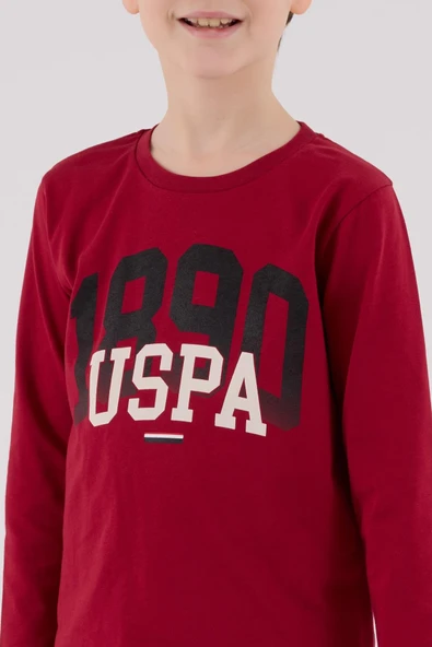 U.S. Polo Assn. Erkek Çocuk Uzun Kol Pijama Takım Bordo - Resim 3