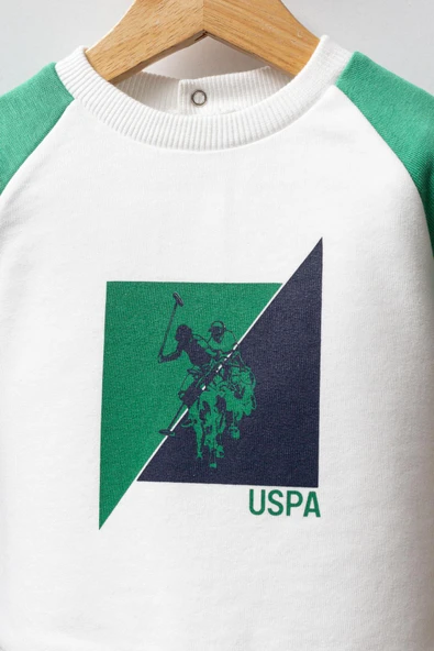 U.S. Polo Assn. Erkek Bebek 2'li Takım Beyaz-Yeşil - Resim 2