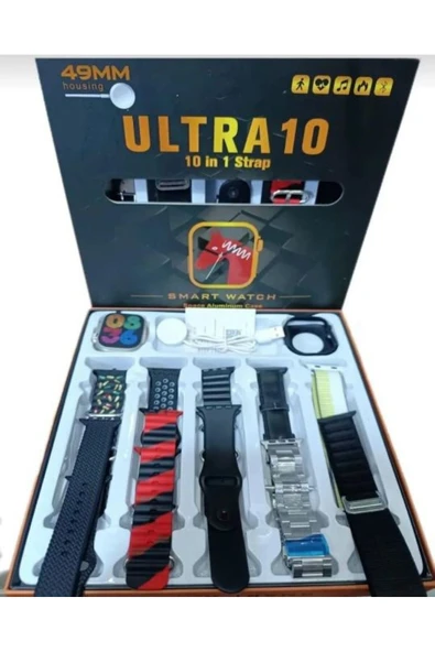 Akıllı Saat Ultra2 10 Kordon Kasa Koruma Kılıf Smart Watch Bluetooth Bağlantılı Akıllı Saat